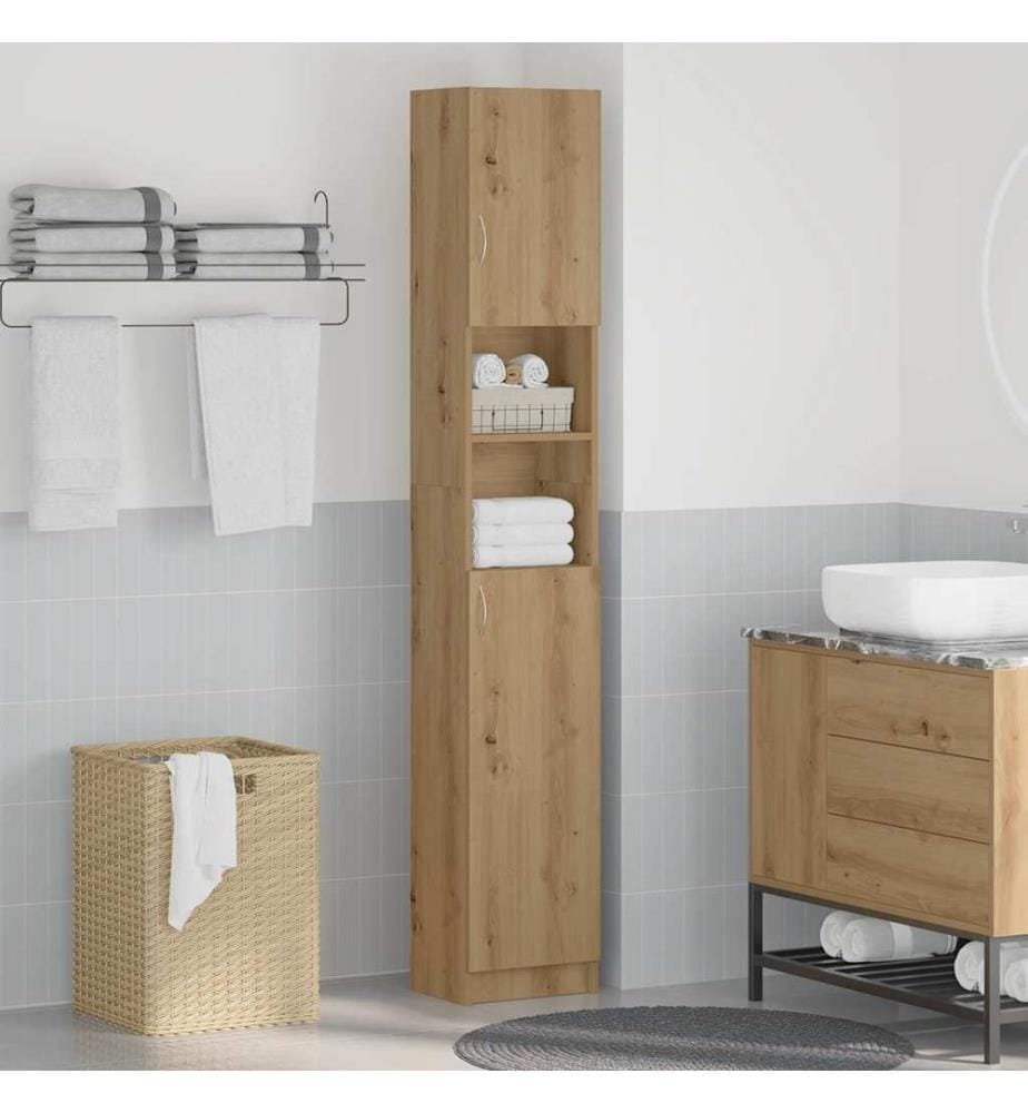 Meuble de salle de bain Chêne artisanal 32x25,5x190 cm Bois d'ingénierie