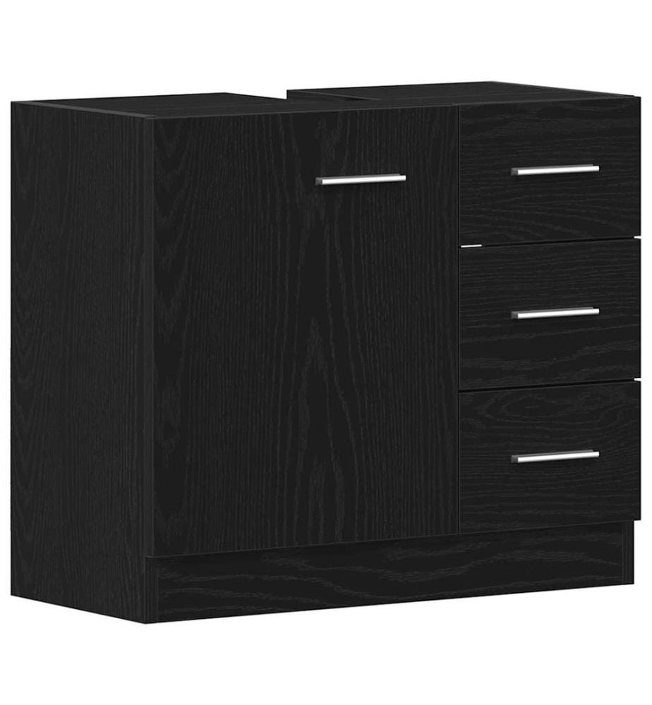 Waschbeckenunterschrank Schwarz Eichen-Optik 63x30x54 cm