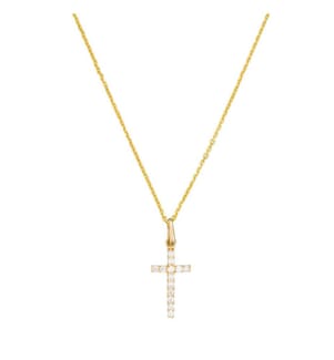 Anhänger Croix Promise - Gelbgold und Zirkonium