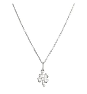 Anhänger, Kleines Kleeblatt, Weissgold  und Zirkonia