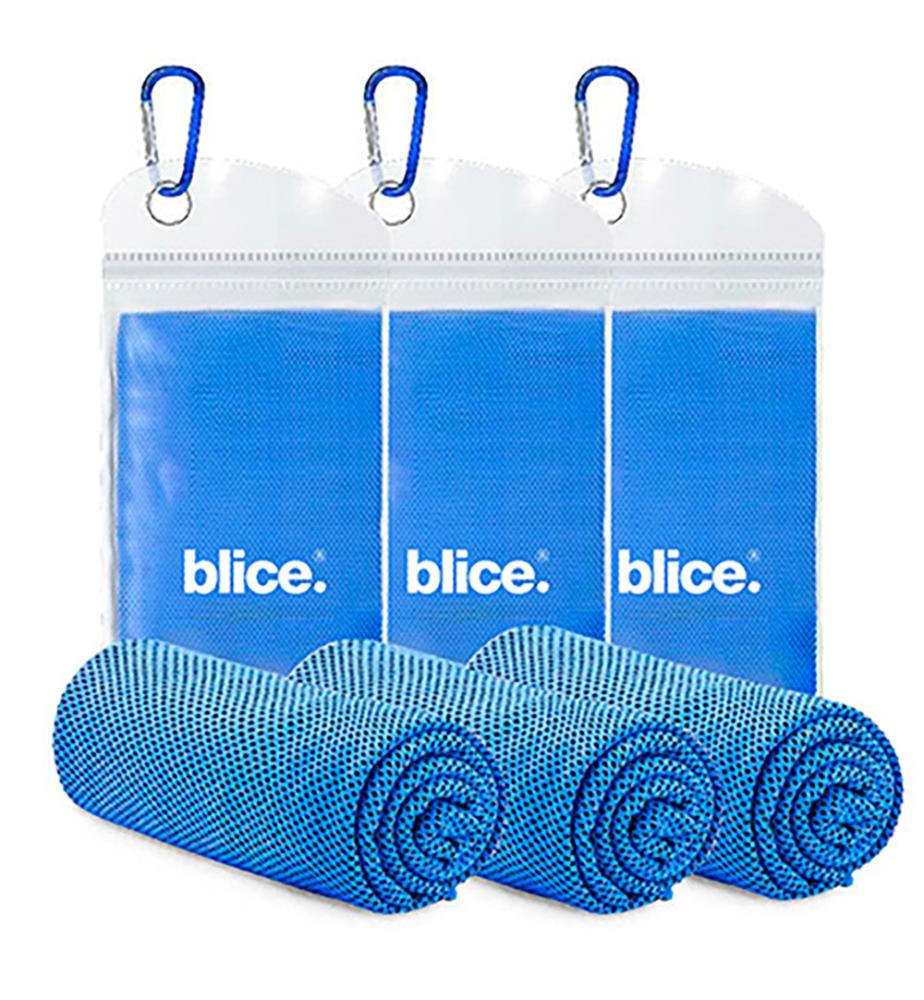 3er-Pack kühlende Handtücher 100 x 30 cm - Blau