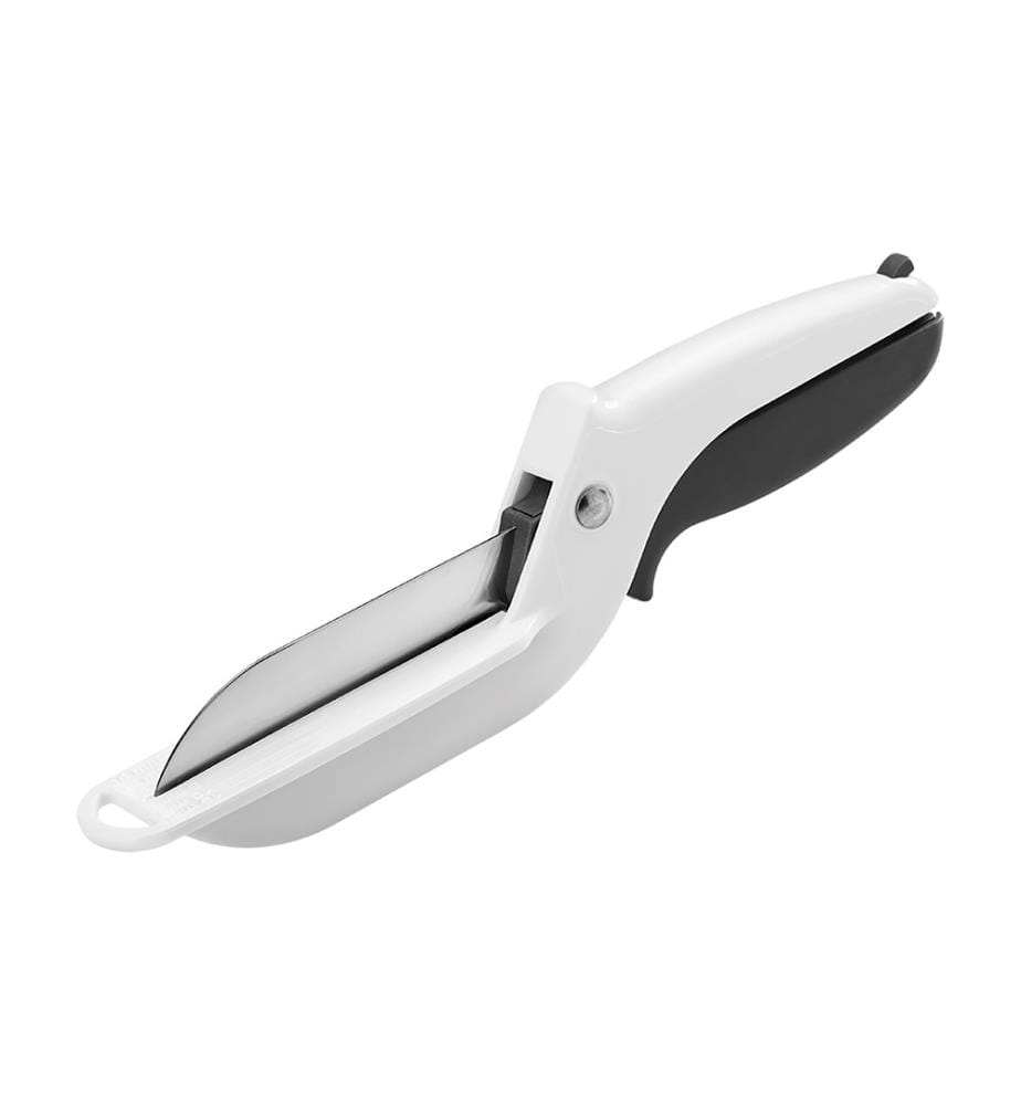 Couteau-Ciseaux avec Mini Planche à Découper Intégrée - Blanc et Noir