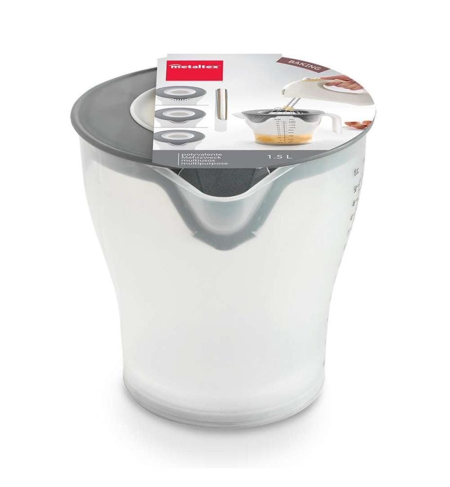 4-in-1-Messbecher mit Deckel und Filter 1,5L