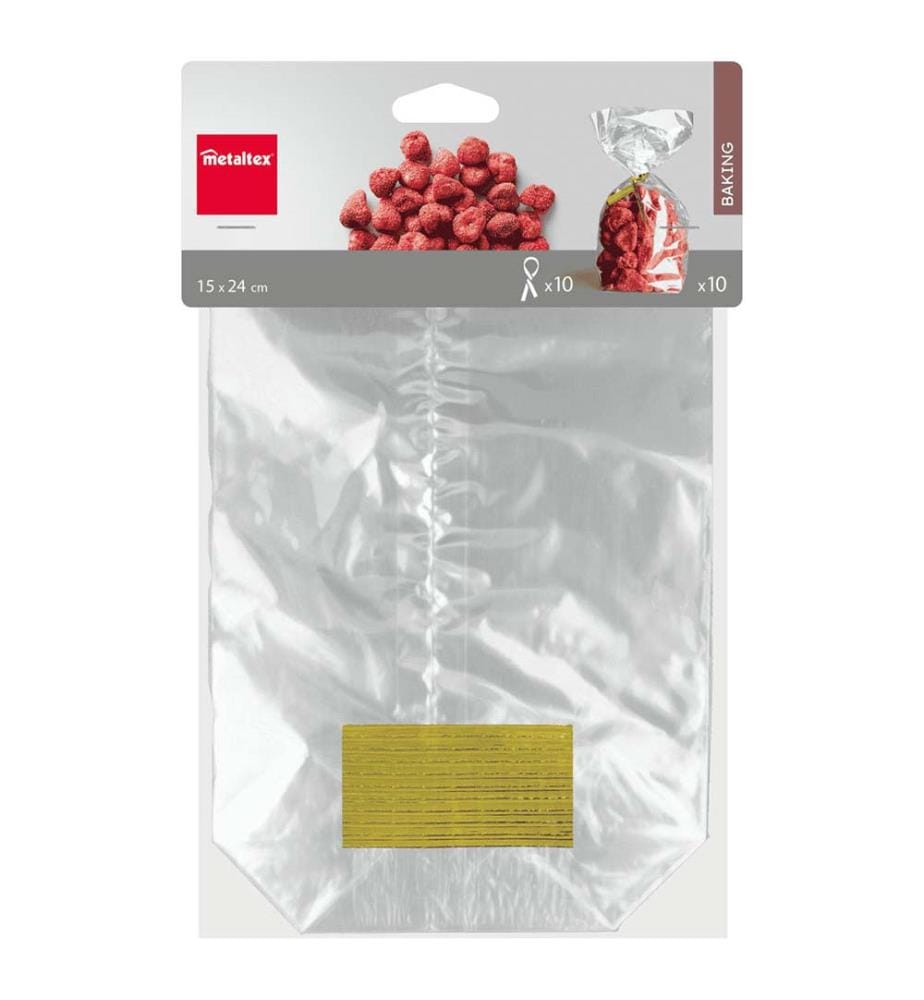 Lot 10 sachets pour confiseries 15x24h cm avec bande de fermeture