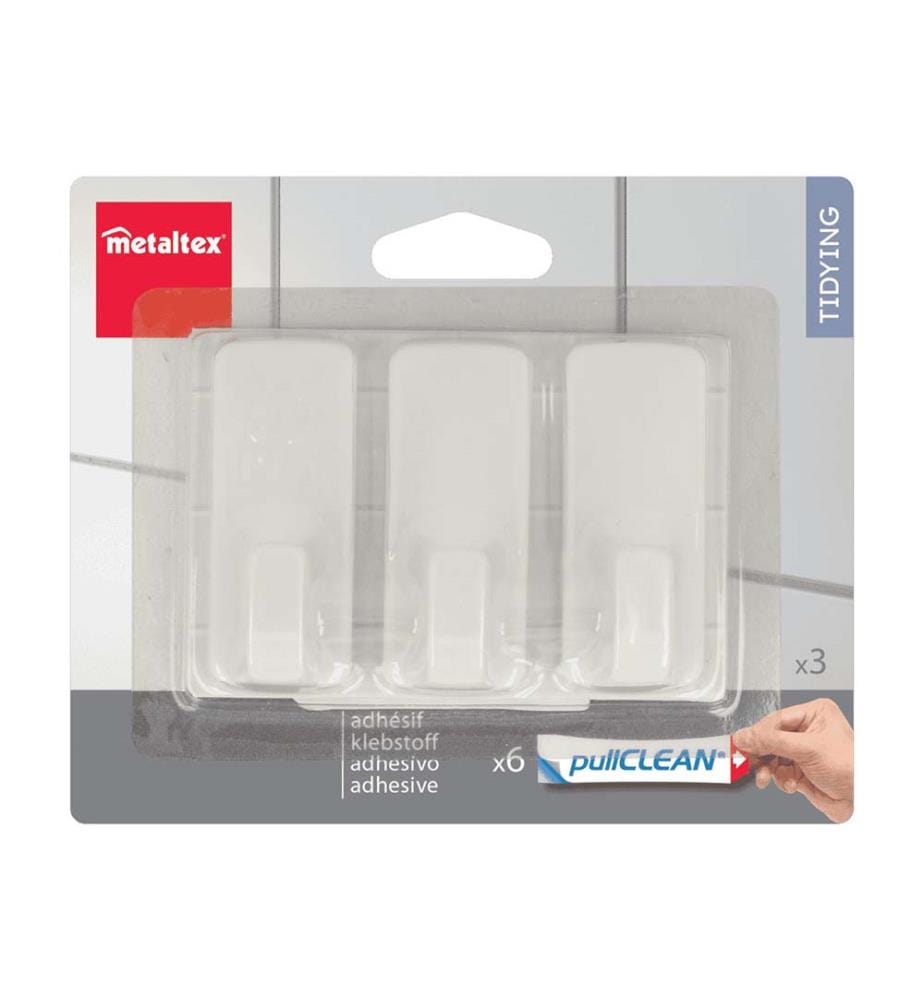 Set of 3 white adhesive hooks - Pullclean
