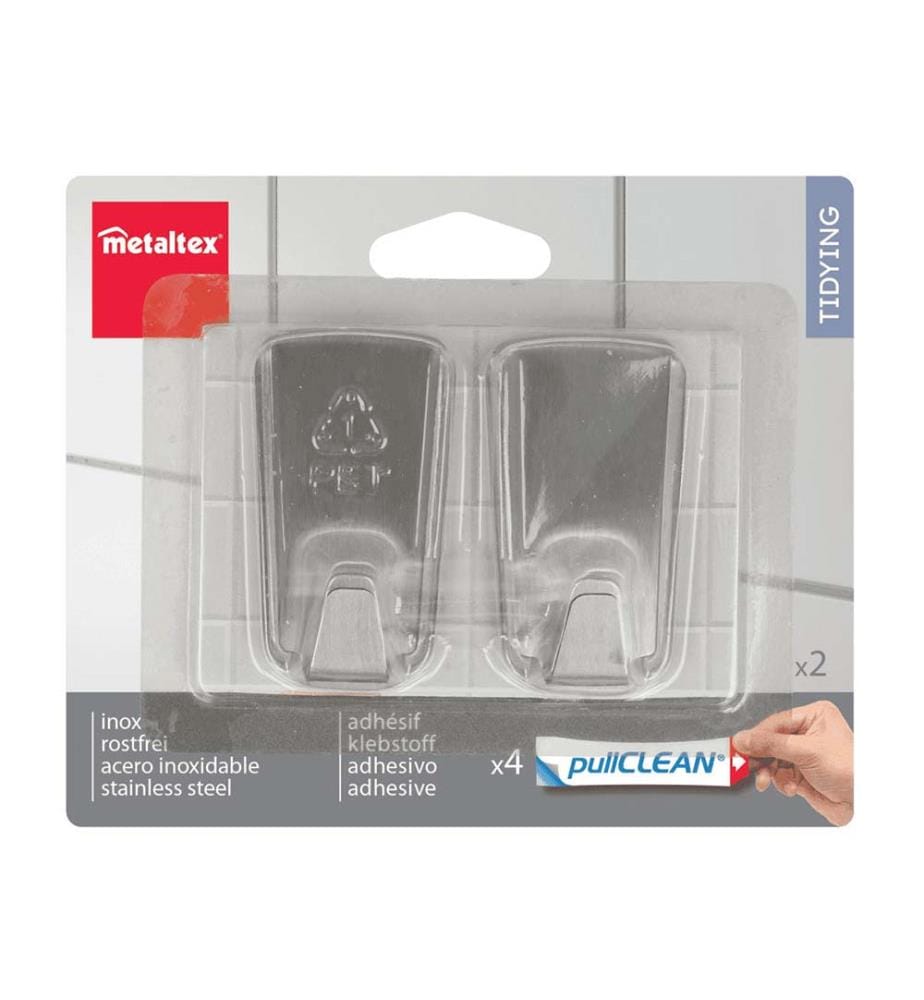 Set of 2 stainless steel adhesive hooks - Pullclean