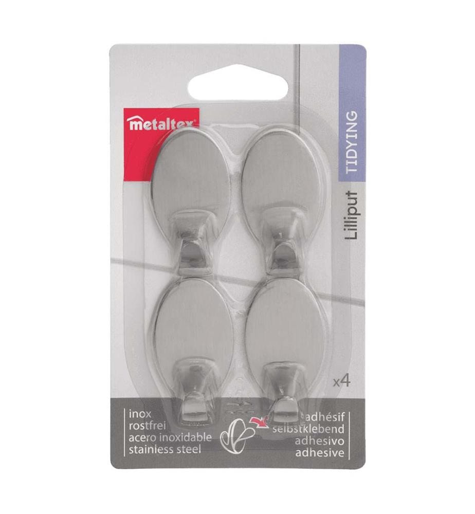 Lot de 4 crochets adhésifs inox - Lilliput Inox