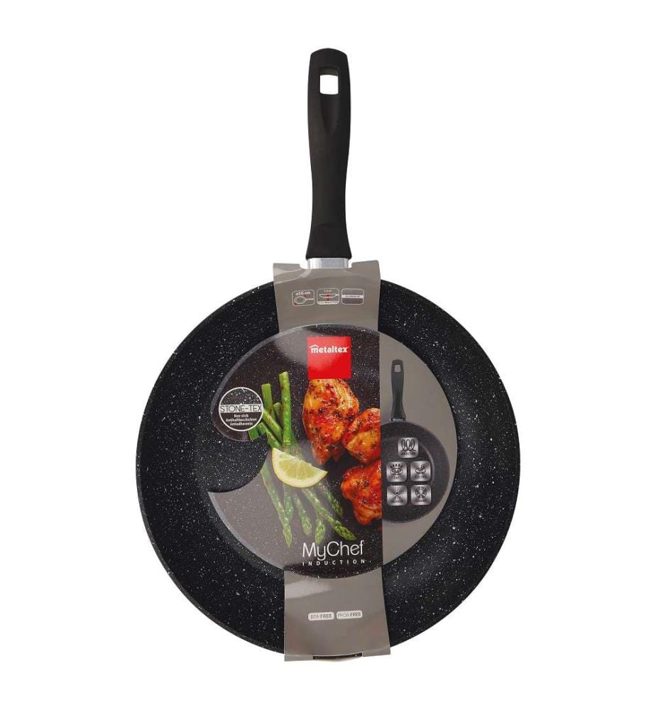"MY CHEF" 30cm aluminium pan non-stick coating, BPA free Induction/gas/electric black-stonetex