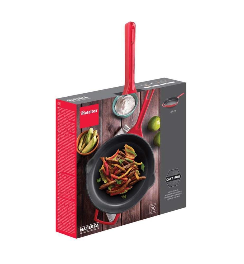 Materia enamelled cast iron frying pan - 30cm - 3.5kg red/black