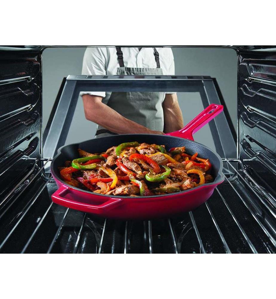 Materia enamelled cast iron frying pan - 30cm - 3.5kg red/black