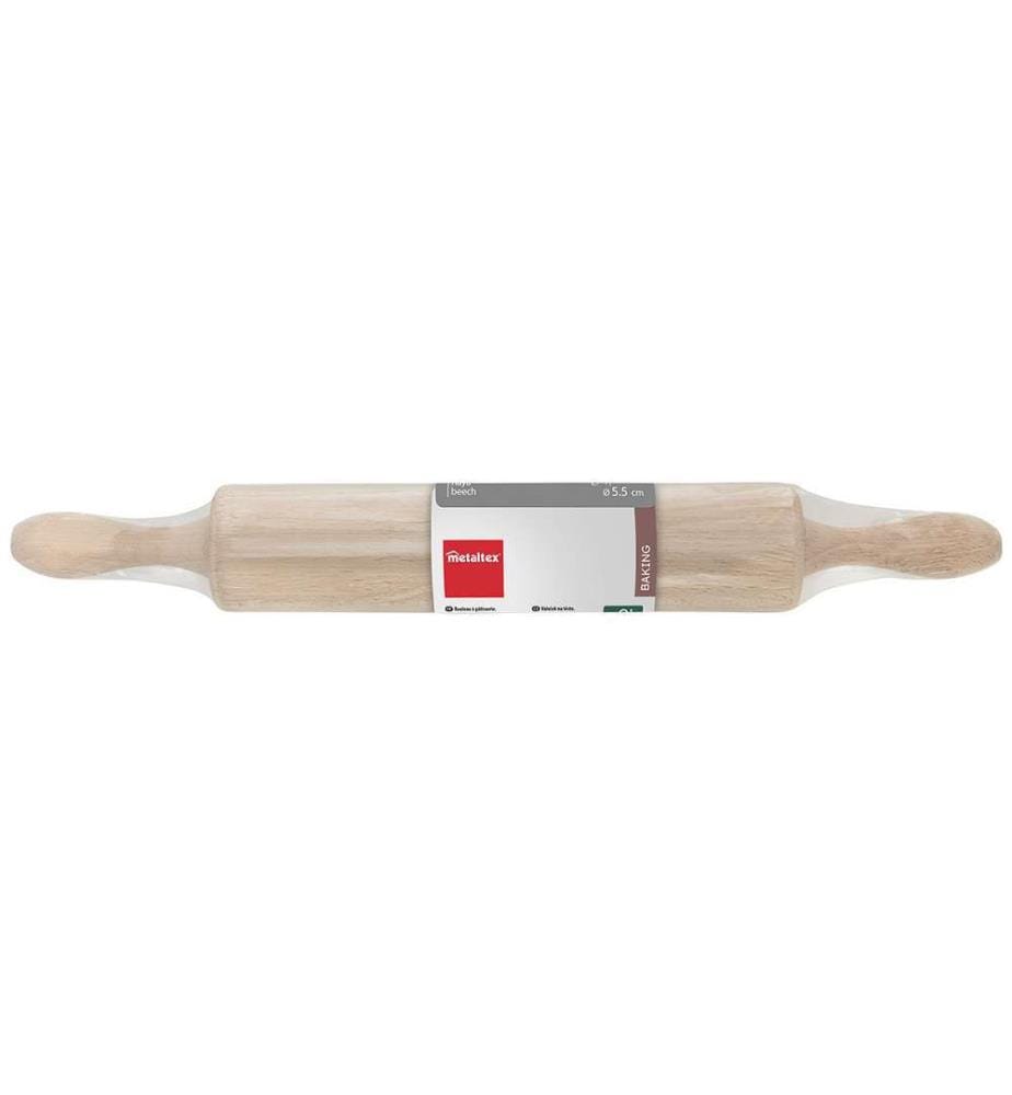 FSC beechwood dough roller with metal axle - 25cm