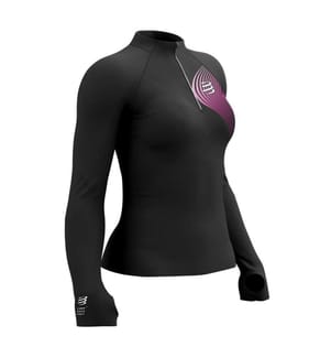T-Shirt Manches Longues Winter Trail Postural - Gris Foncé et Rose - 