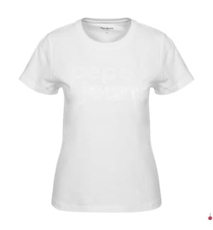 T-Shirt Logo à paillettes - Blanc