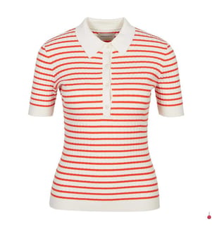 Rugger rayé en tricot côtelé - Orange Rouge
