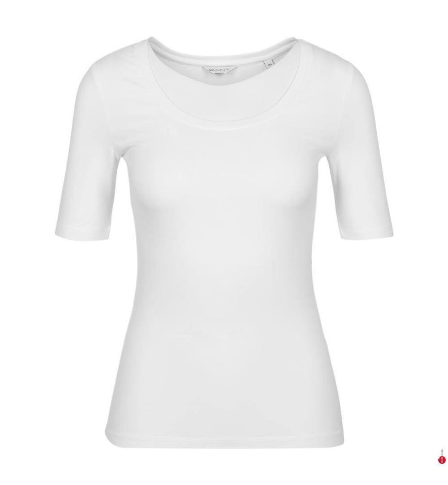 Top Slim Cot/Ela à encolure dégagée - Blanc