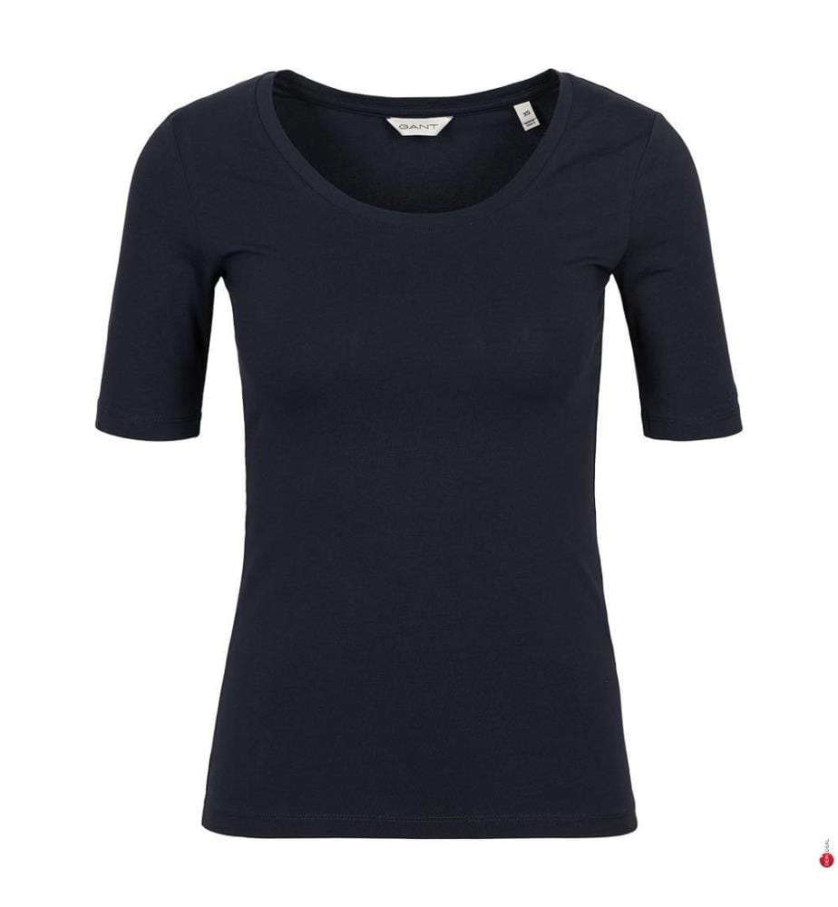 Top Slim Cot/Ela à encolure dégagée - Bleu nuit