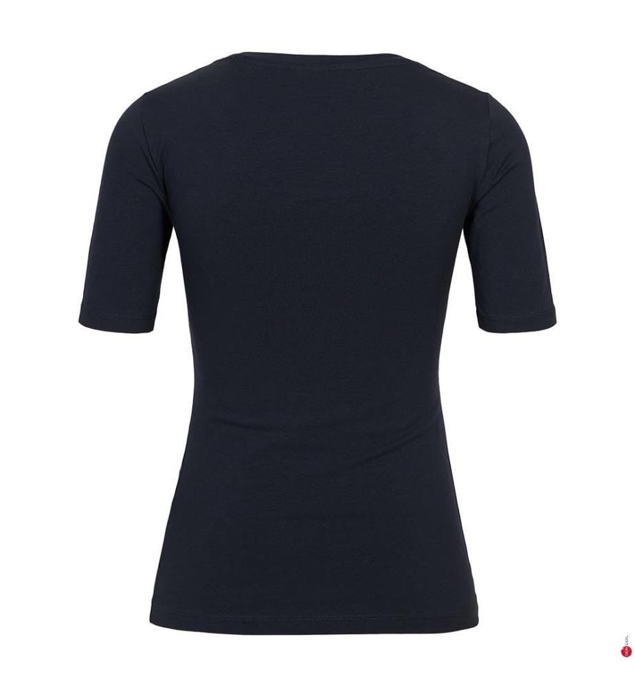 Top Slim Cot/Ela à encolure dégagée - Bleu nuit