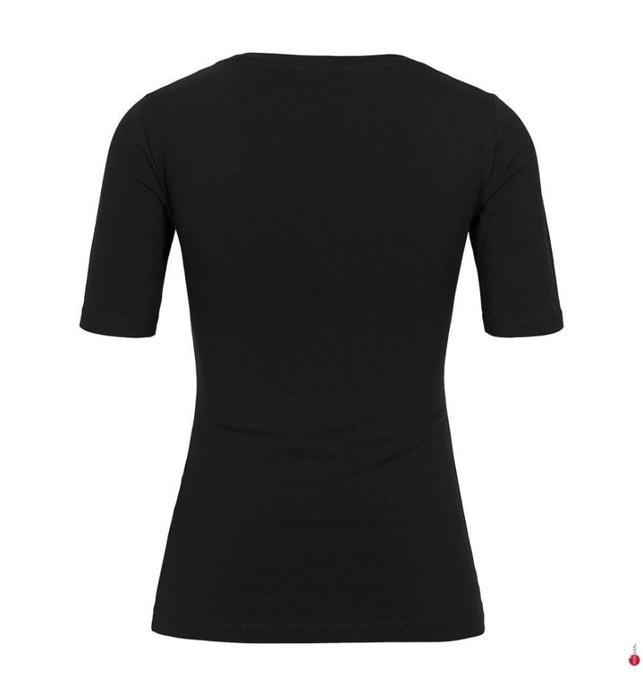 Top Slim Cot/Ela à encolure dégagée - Noir
