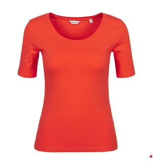 Top Slim Cot/Ela à encolure dégagée - Orange Red