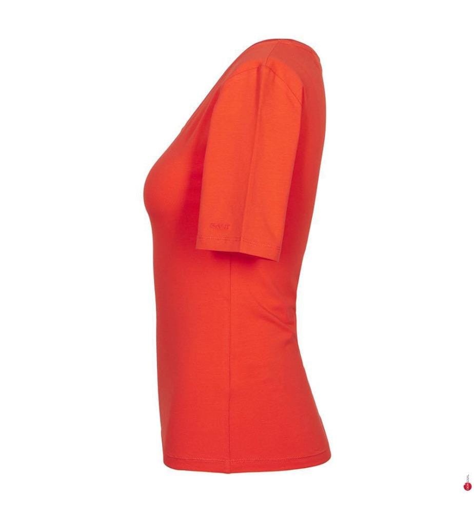 Top Slim Cot/Ela à encolure dégagée - Orange Red