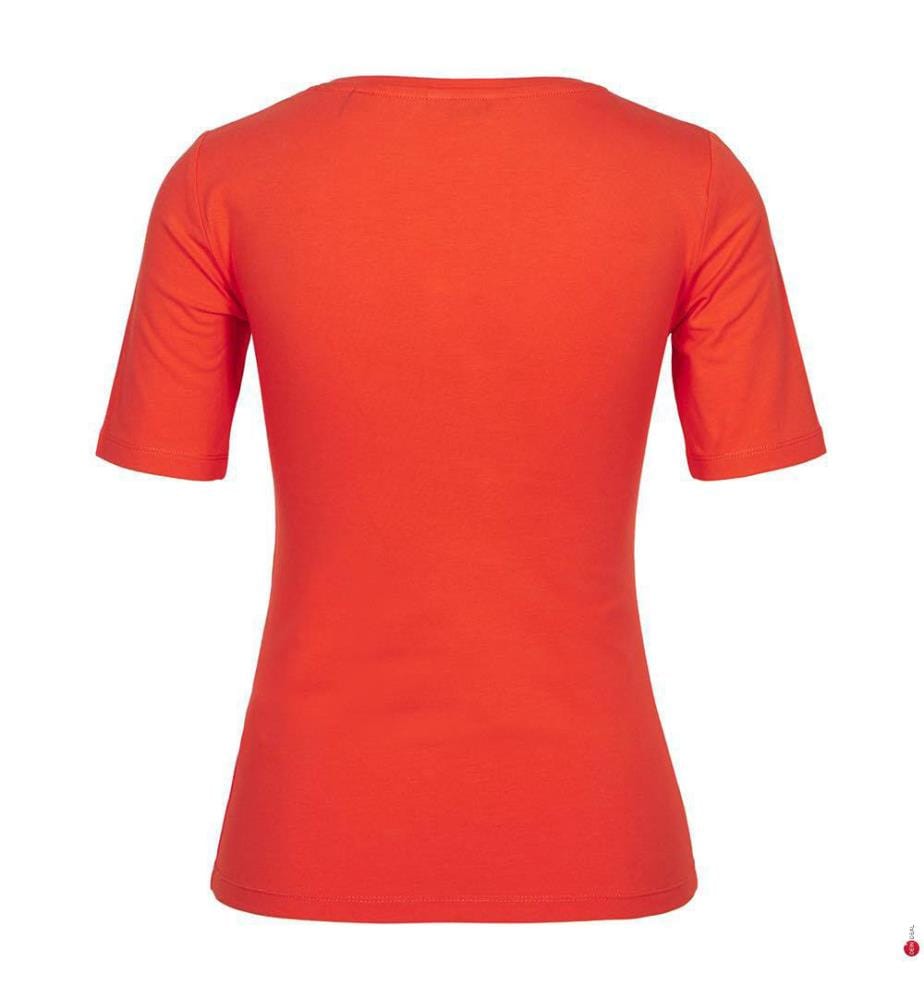 Top Slim Cot/Ela à encolure dégagée - Orange Red