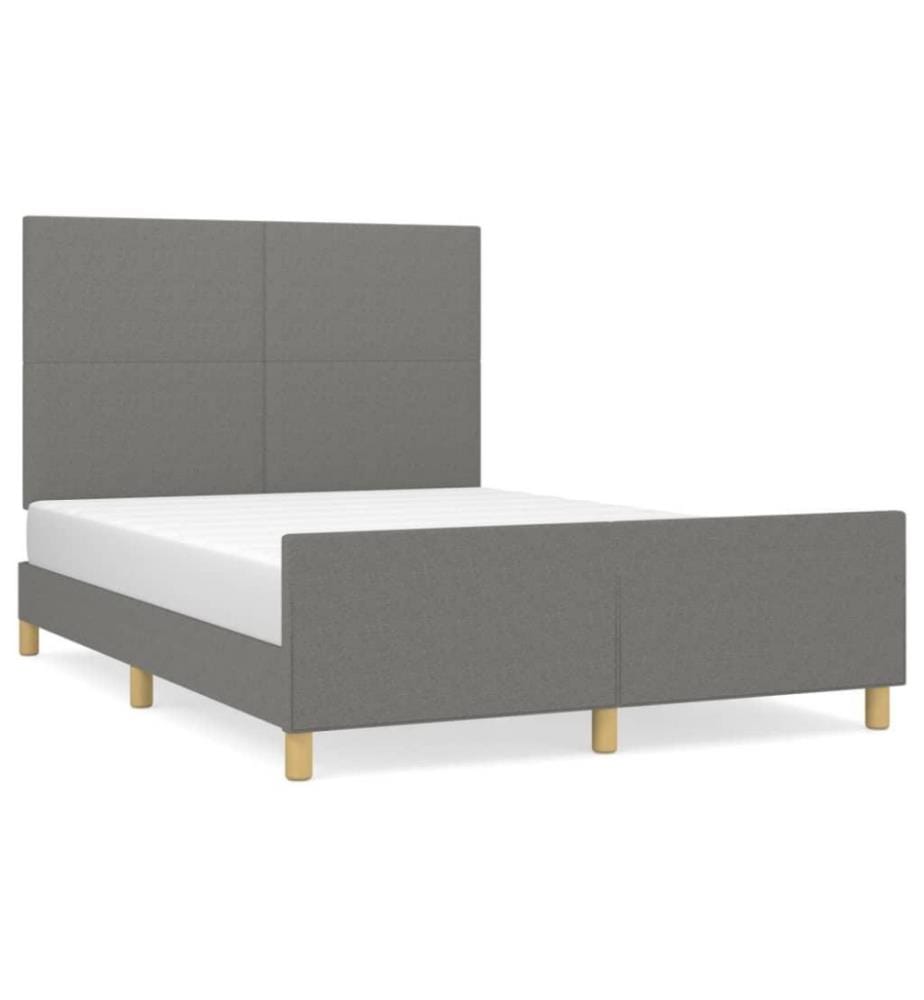 Cadre de lit avec tête de lit Gris foncé 140x200 cm Tissu