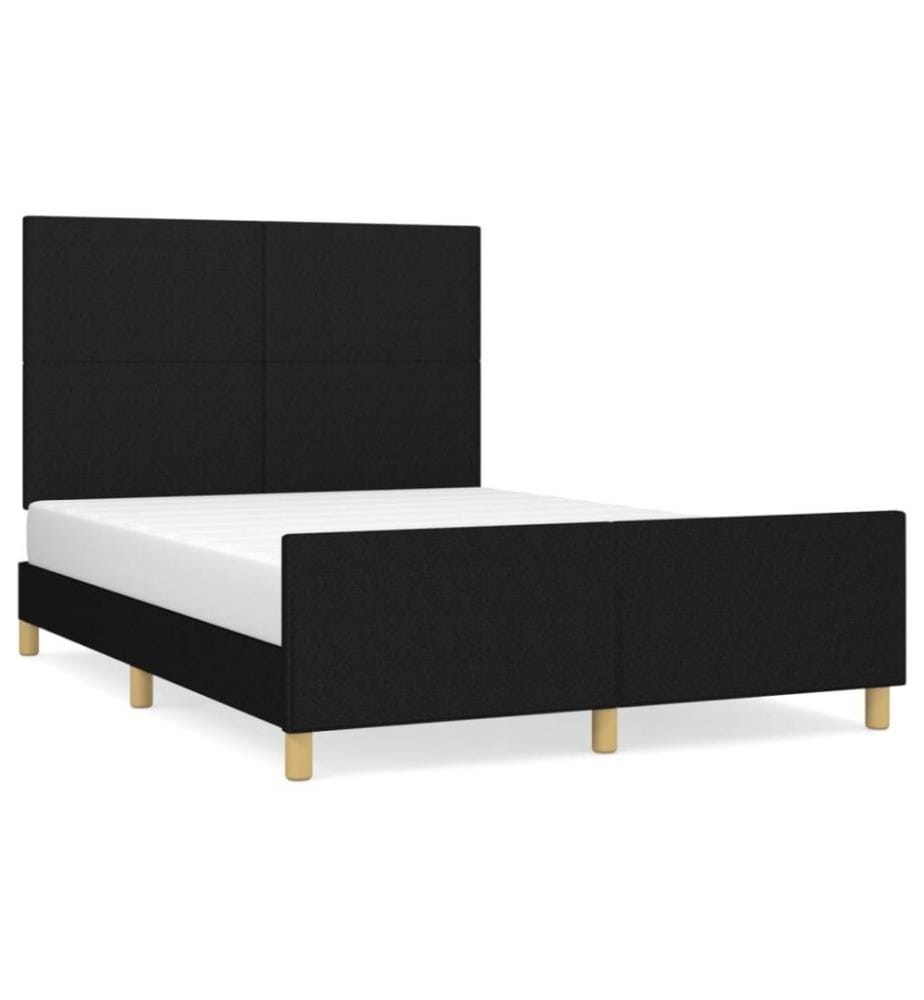 Cadre de lit avec tête de lit Noir 140x200 cm Tissu