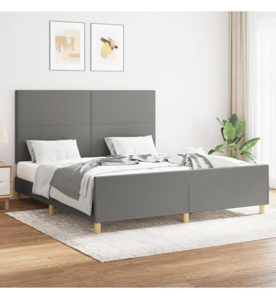 Bettgestell mit Kopfteil Dunkelgrau 160x200 cm Stoff