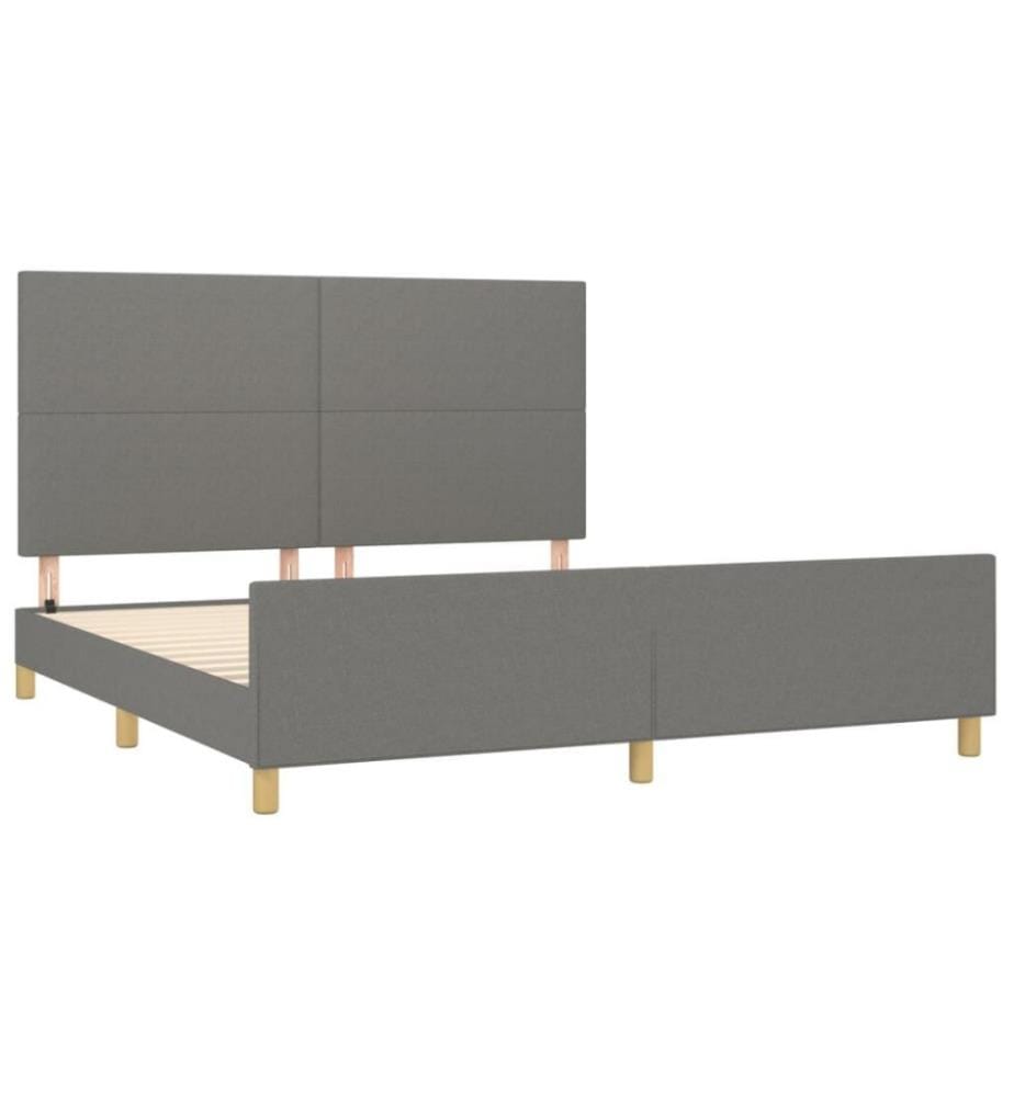 Bettgestell mit Kopfteil Dunkelgrau 160x200 cm Stoff
