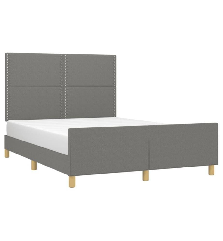 Cadre de lit avec tête de lit Gris foncé 140x200 cm Tissu