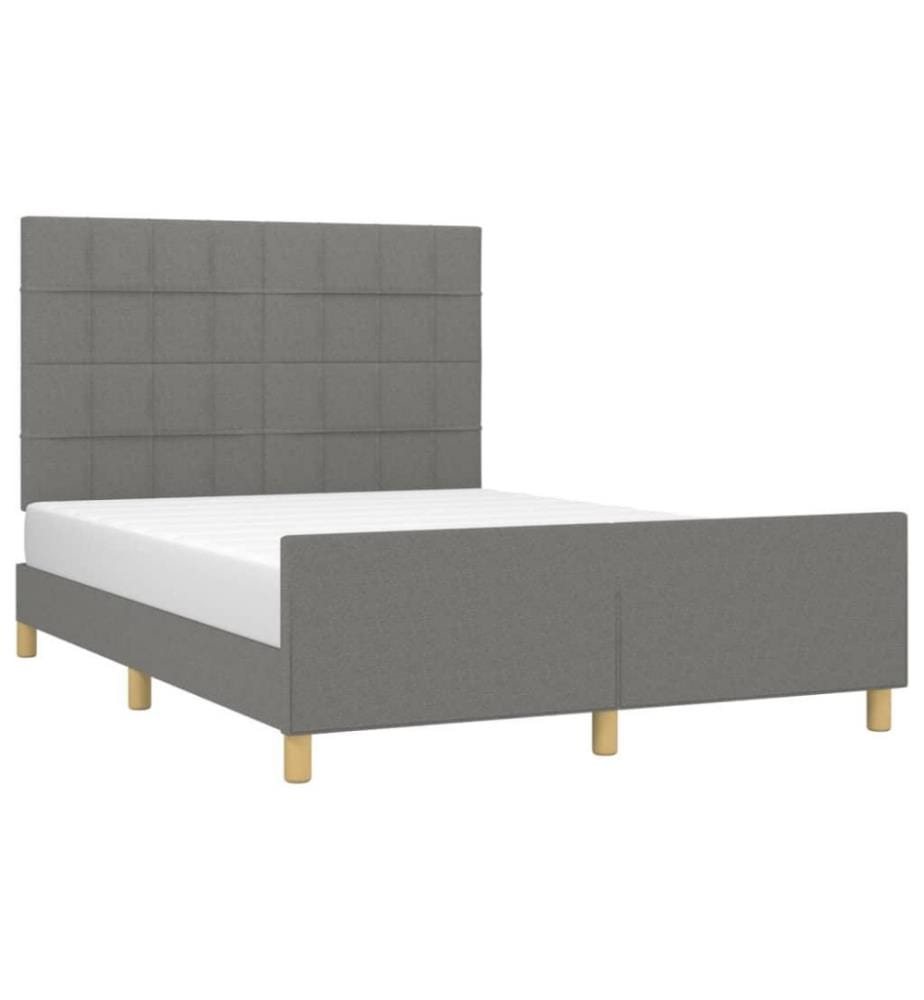 Cadre de lit avec tête de lit Gris foncé 140x200 cm Tissu