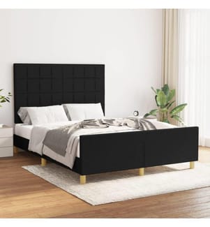 Cadre de lit avec tête de lit Noir 140x200 cm Tissu