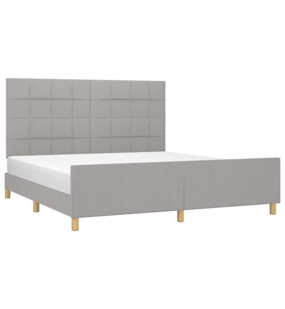 Bettgestell mit Kopfteil Hellgrau 160x200 cm Stoff
