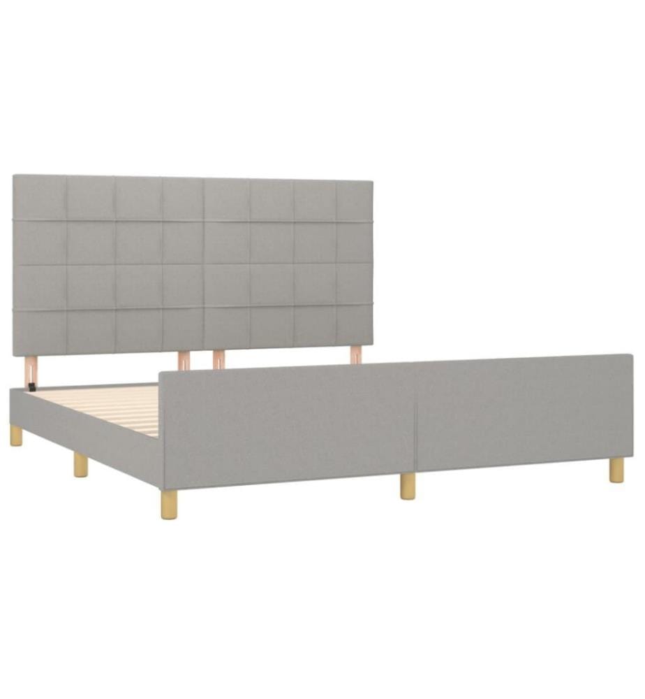 Bettgestell mit Kopfteil Hellgrau 160x200 cm Stoff