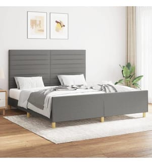 Bettgestell mit Kopfteil Dunkelgrau 160x200 cm Stoff