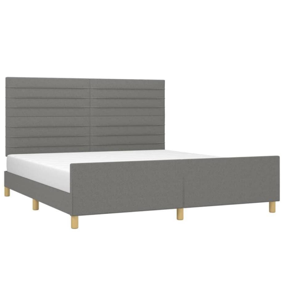 Bettgestell mit Kopfteil Dunkelgrau 160x200 cm Stoff