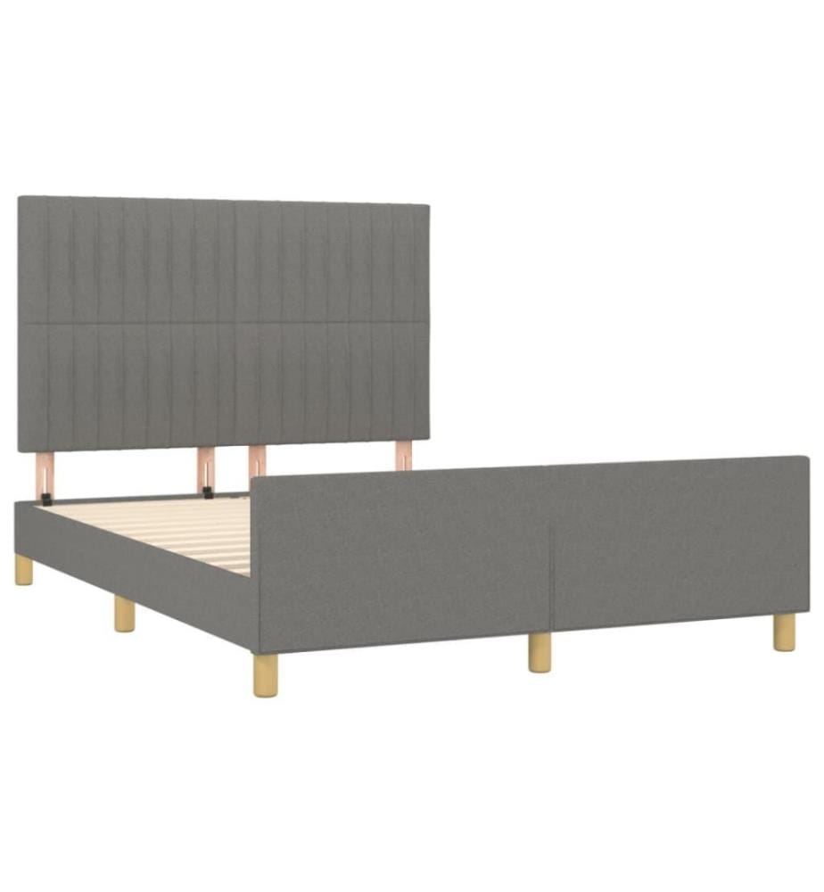 Cadre de lit avec tête de lit Gris foncé 140x200 cm Tissu