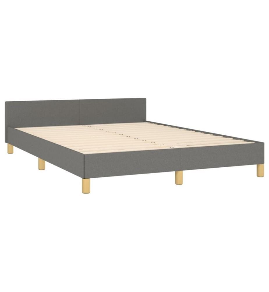 Cadre de lit avec tête de lit Gris foncé 140x200 cm Tissu