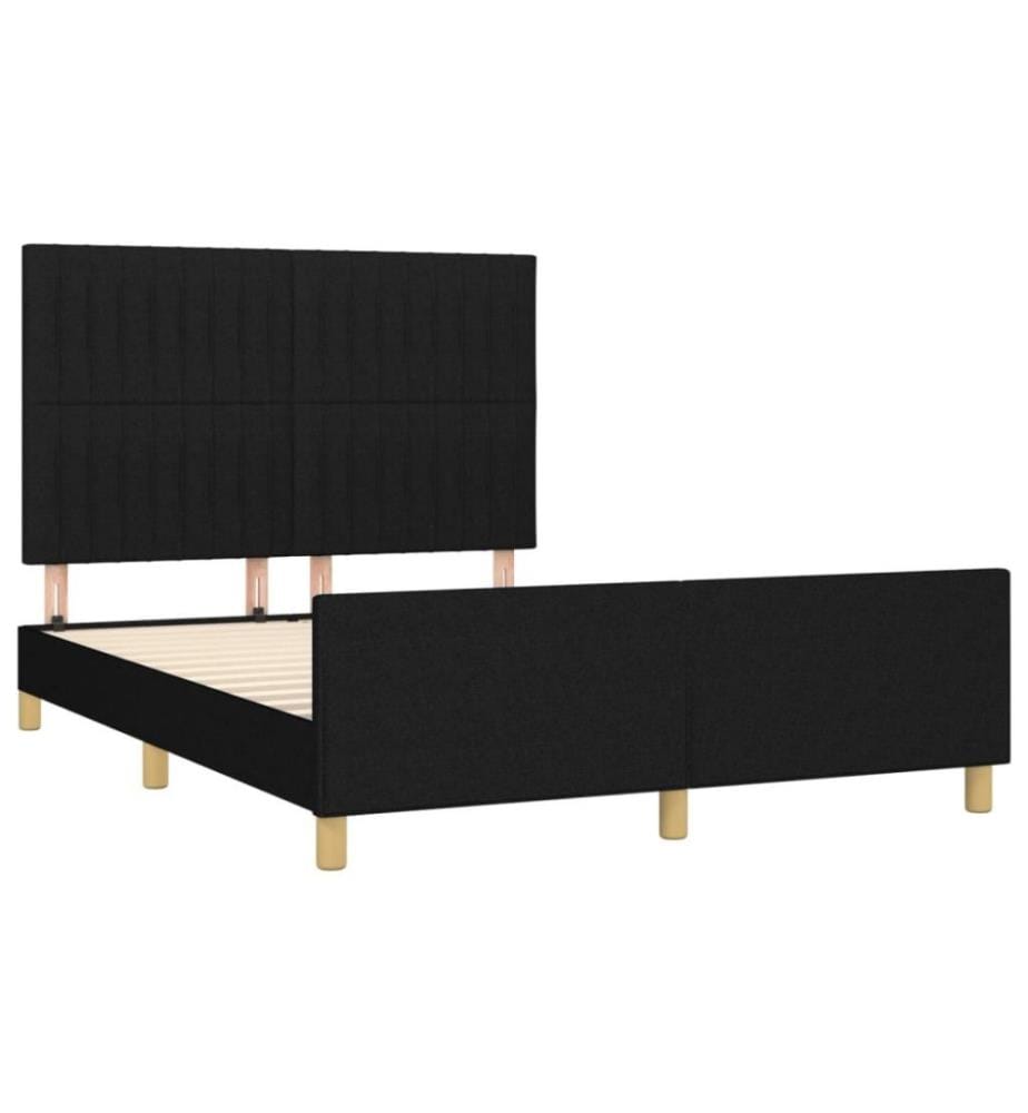 Cadre de lit avec tête de lit Noir 140x200 cm Tissu