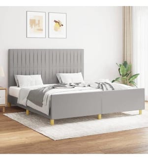 Bettgestell mit Kopfteil Hellgrau 160x200 cm Stoff