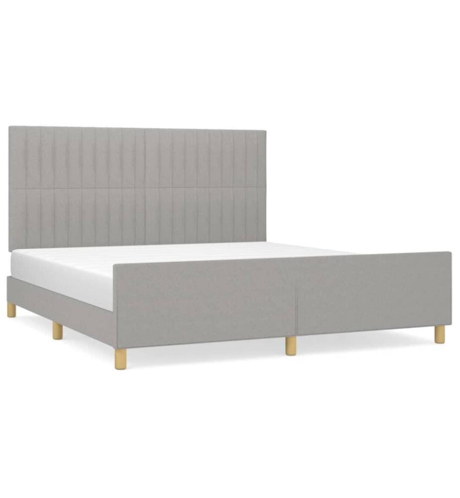 Bettgestell mit Kopfteil Hellgrau 160x200 cm Stoff