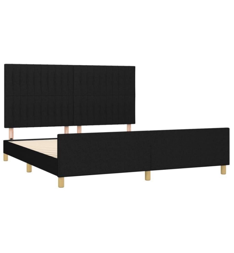 Bettgestell mit Kopfteil Schwarz 160x200 cm Stoff