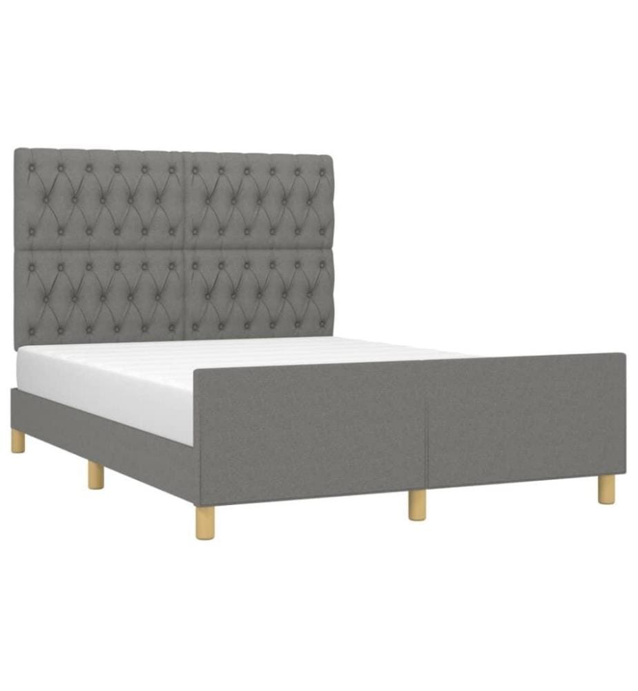 Cadre de lit avec tête de lit Gris foncé 140x200 cm Tissu