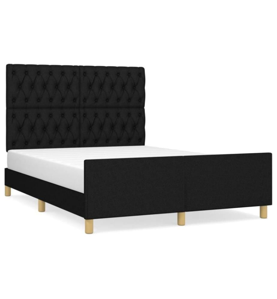 Cadre de lit avec tête de lit Noir 140x200 cm Tissu