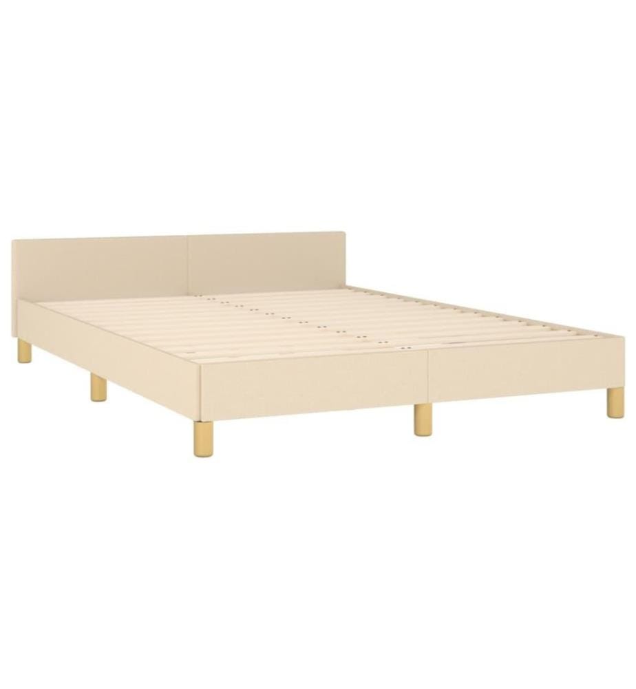 Cadre de lit avec tête de lit Crème 140x200 cm Tissu