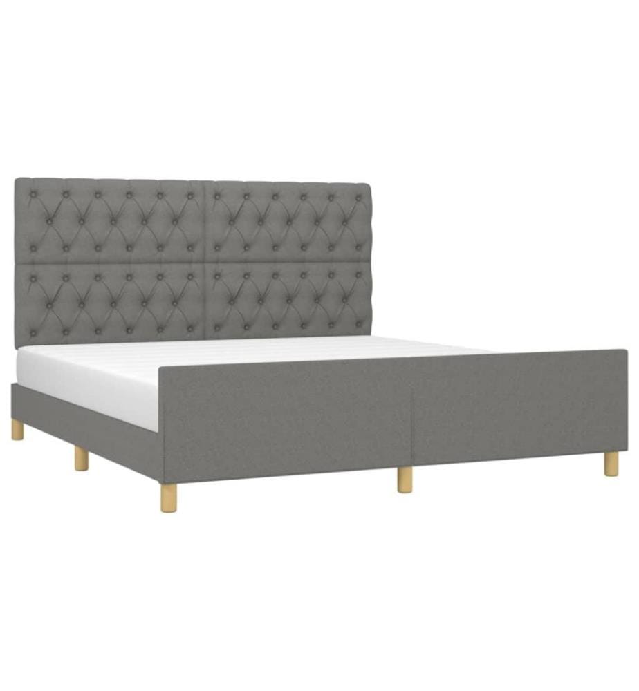 Bettgestell mit Kopfteil Dunkelgrau 160x200 cm Stoff