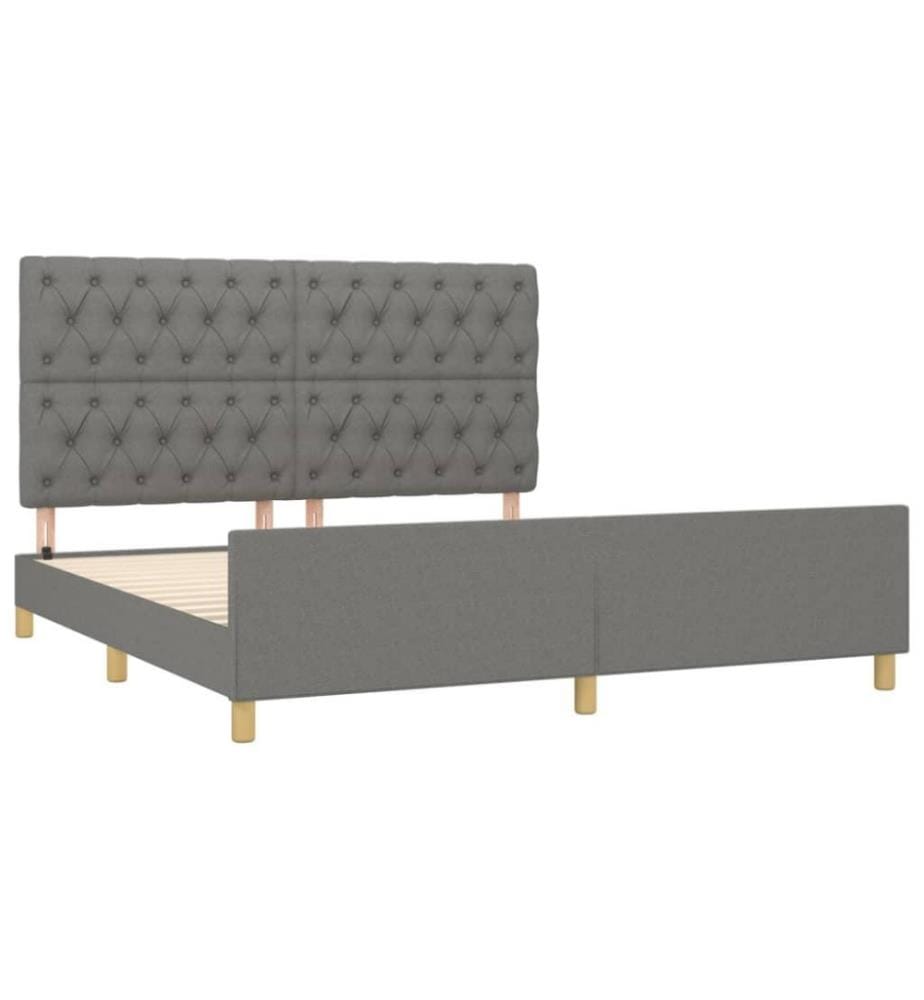 Bettgestell mit Kopfteil Dunkelgrau 160x200 cm Stoff