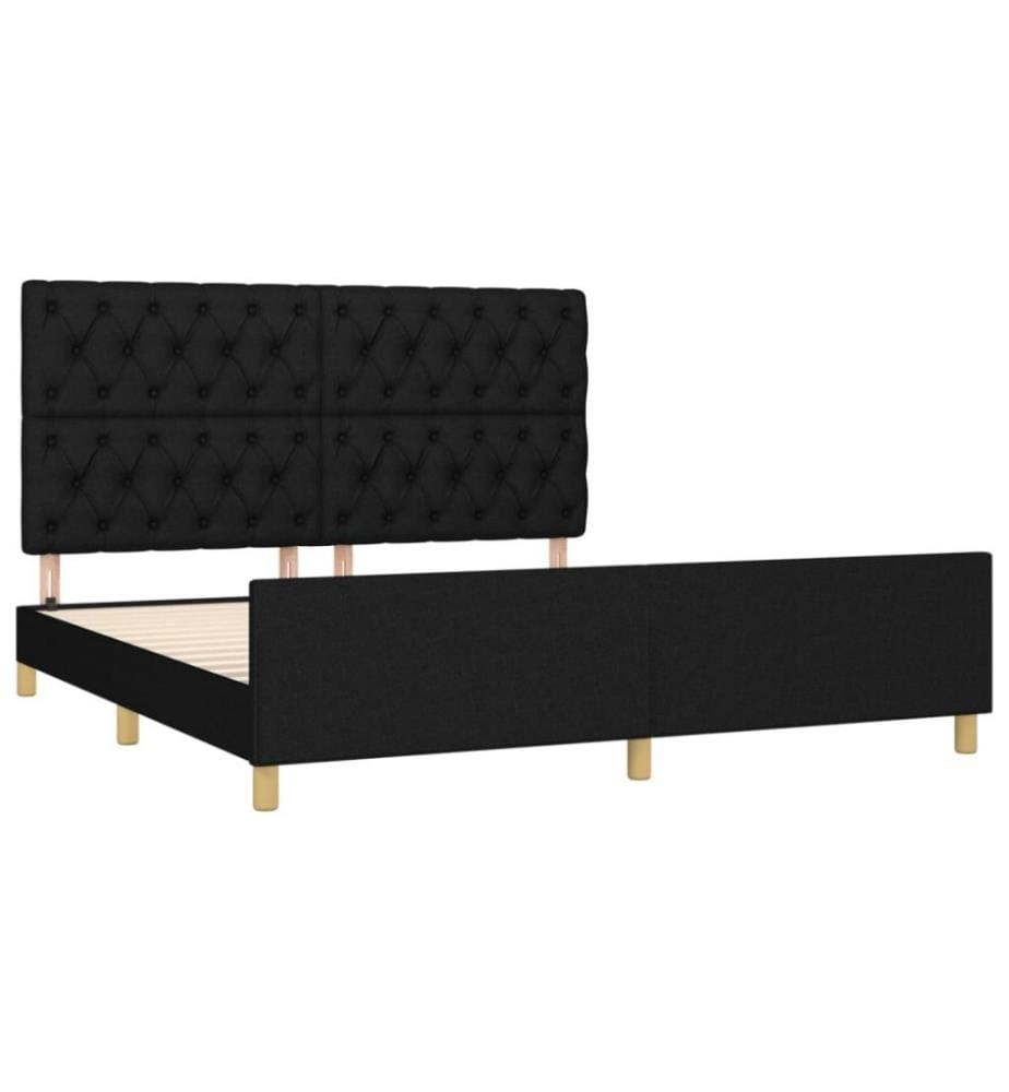 Bettgestell mit Kopfteil Schwarz 160x200 cm Stoff