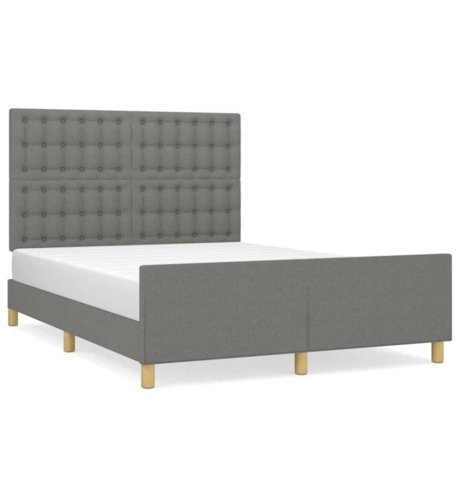 Cadre de lit avec tête de lit Gris foncé 140x200 cm Tissu