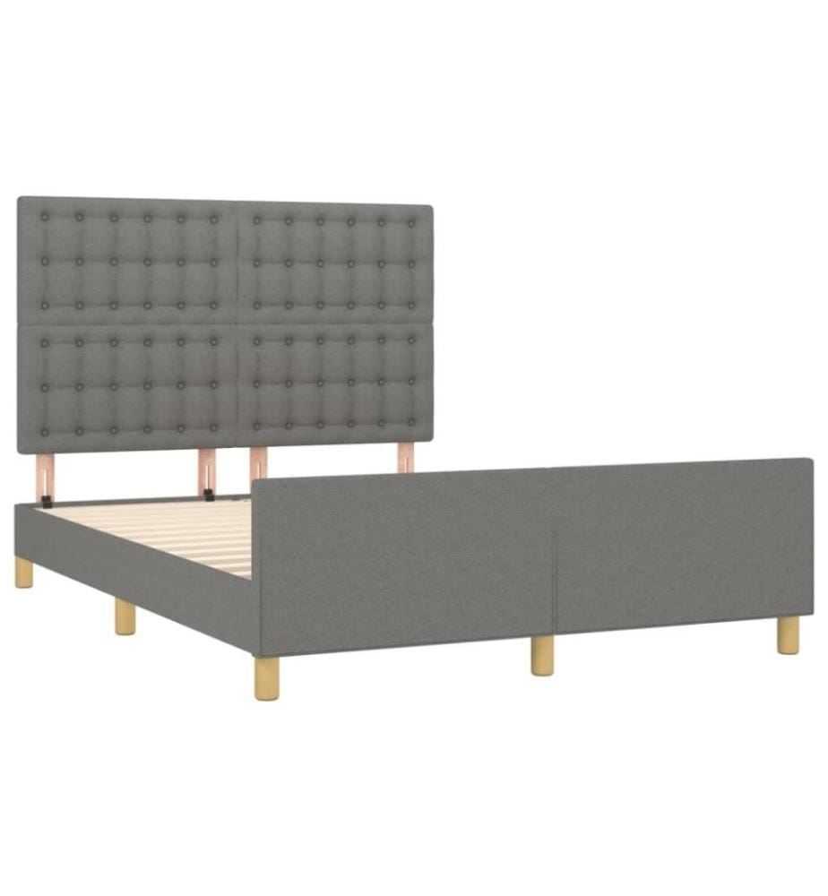 Cadre de lit avec tête de lit Gris foncé 140x200 cm Tissu